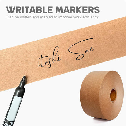 sanian Fiberglass Reinforced Water Activated Gummed Kraft Paper Tape, Each roll 2.75 inch x 380 ft for Heavy Duty Secure Packing (1 Pack)