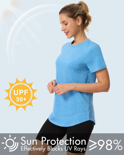 4 Pack Womens Workout Tops Short Sleeve Shirts Sun Protection UPF 50+ Quick Dry Running Outfits for Gym Hiking Loose Fit XL
