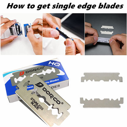 Megan beard shaping tool,5 piece set beard shaper - include Professional Straight Edge Razor,beard template,10 Count of double edge blades,barber pencil and Stainless steel scissors.