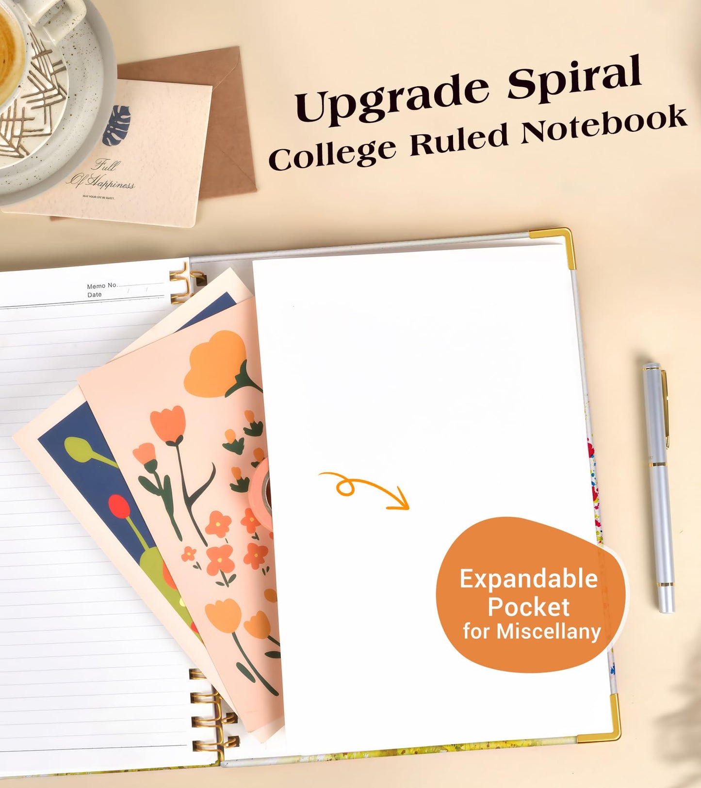 Lined Spiral Notebook Journal for Women, 200 Pages Cute Notebooks 8.5” x 11”, A4 Large Hardcover Spiral Journals with 100 GSM Thick Paper, College Ruled Notebook for Writing Work School, Colorful Tree of Life