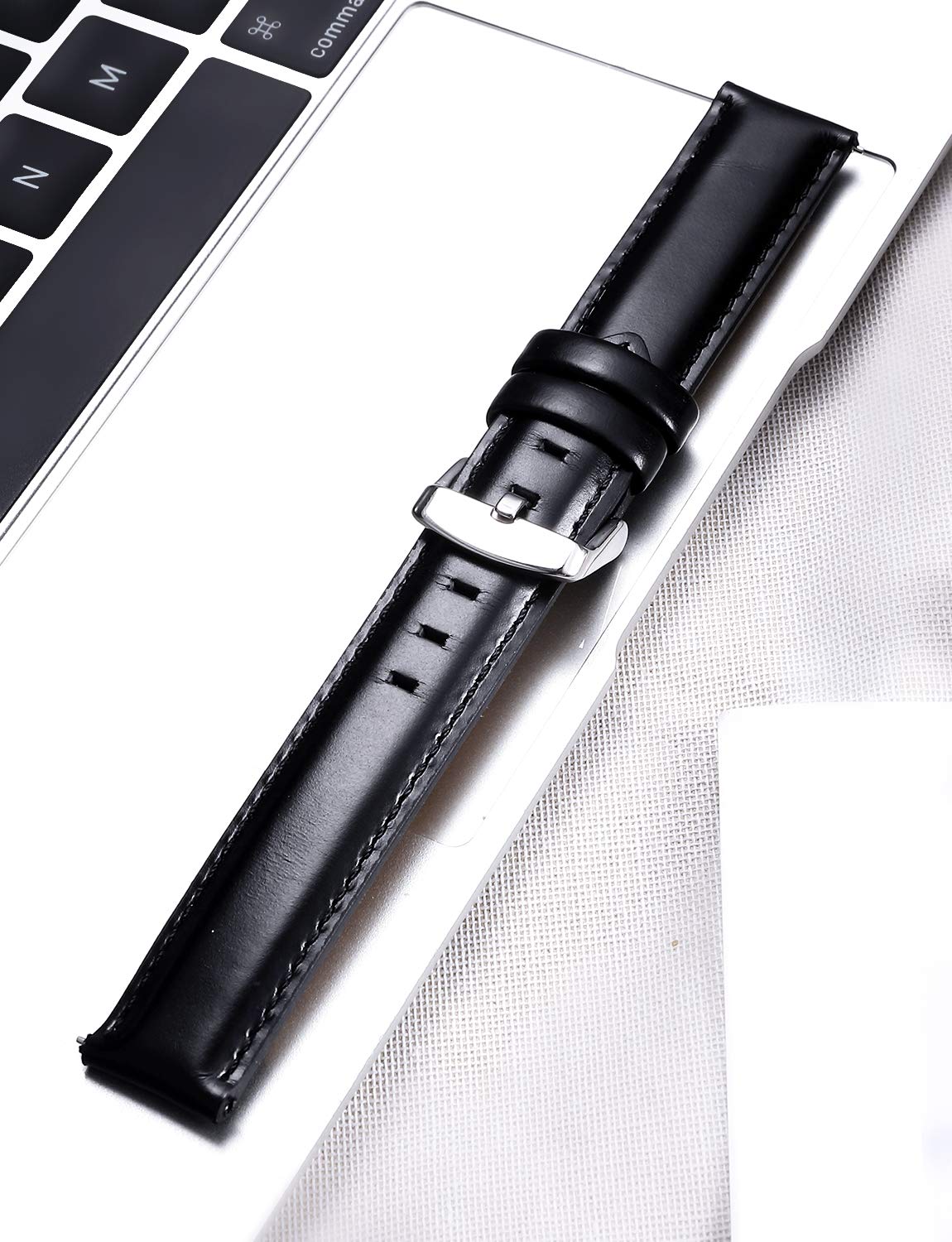 BINLUN Leather Watch Band Quick Release Replacement Leather Smart Watch Straps for Women and Men in Black Brown Red 12mm 13mm 14mm 17mm 18mm 19mm 20mm 22mm