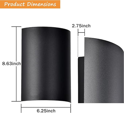 Modern Black LED Up and Down Lights Outdoor, Waterproof Exterior Wall Sconce Lighting, 3000K Integrated LED Porch Light Fixture for House, Garage, and Patio