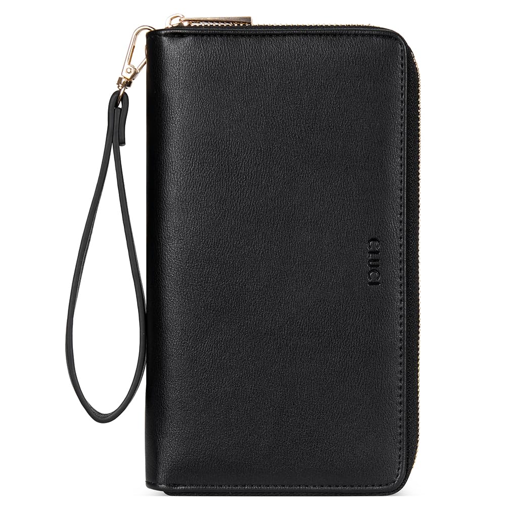 CLUCI Women's Large PU Leather Wristlet Wallet Purse with RFID Blocking Zip Around Card Holder Ladies Travel Clutch