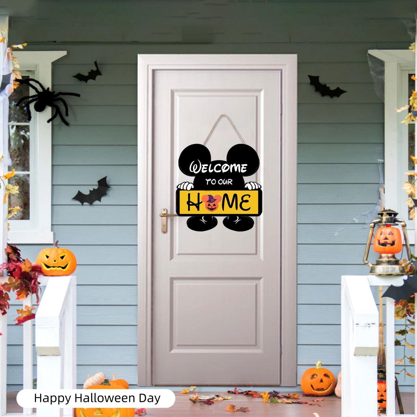 FUEMEILY Cute Mouse Seasonal Interchangeable Welcome Door Sign, Welcome to Our Home Sign with 20pcs Interchangeable Holiday Pieces for Farmhouse/Wall/Porch Decor and Housewarming Gift (Yellow)