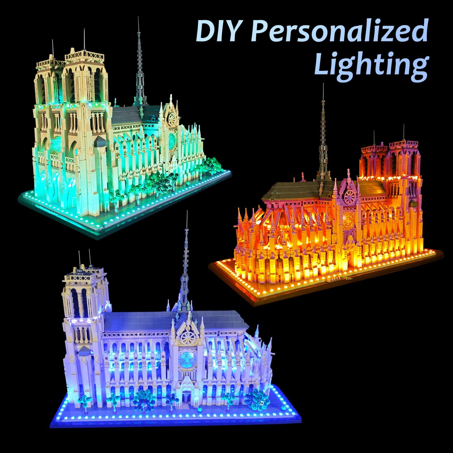 Neisouf Color Changing LED Light kit Compatible with Lego 21061 Notre Dame, App and Remote Control (No Model Only Light)