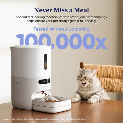 PAWSYNC Automatic Cat Feeder,WiFi Smart Scale Tracks Pet's Food Intake, App Remote Feeding, 3.6L Timed Food Dispenser for Cats and Dogs, Up to 10 Meals Per Day, Stainless Steel Bowl, Dual Power Supply
