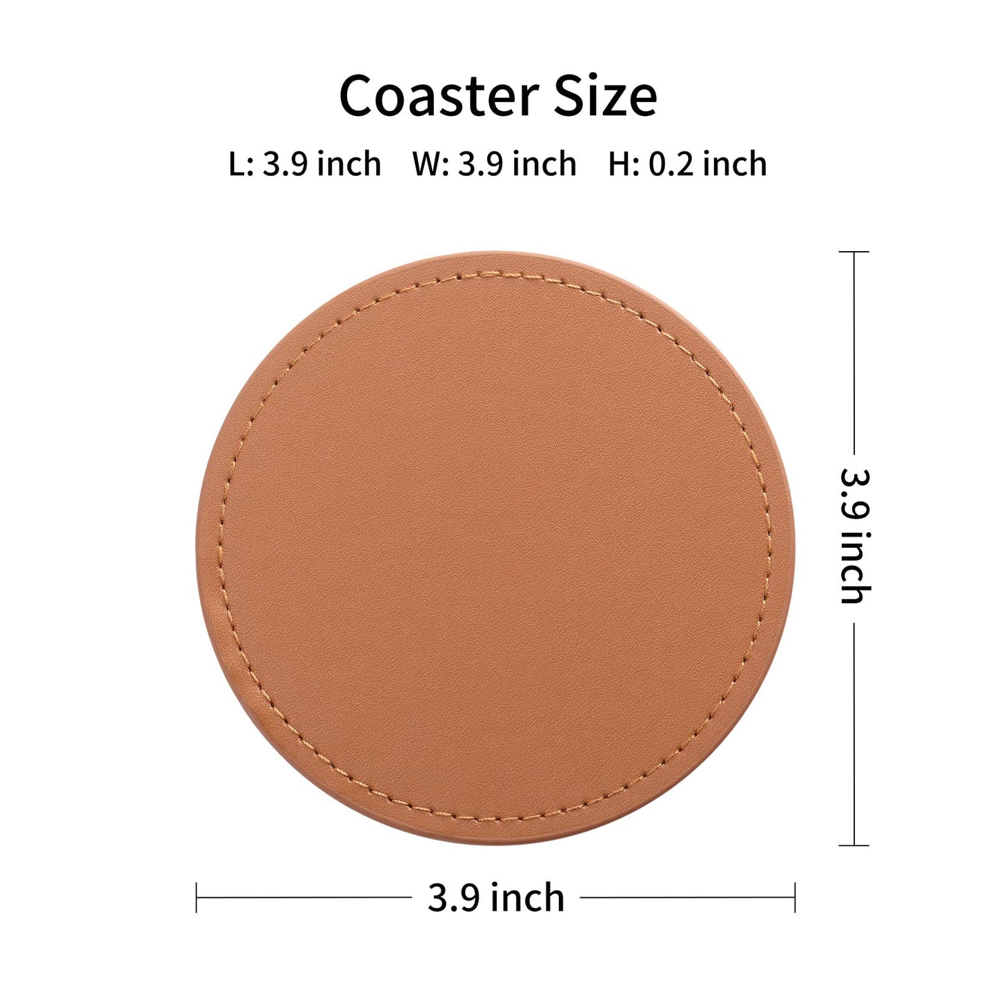 CASEGRACE Drink Coasters with Metal Holder Stand Set of 6, PU Leather Absorbent Coasters with Cork Base Table Coaster Set Decorative Coffee Cup Coasters Housewarming Gift for Home Decor