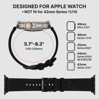 Bandletic Suede Leather Band Compatible with Apple Watch Bands for Men Women, Soft Strap for iWatch Ultra 3 2 Band 49mm, Series 11 10 (46mm), 9 8 7 (45mm), SE3 SE2 SE 6 5 4 (44mm), 3 2 1(42mm), Black