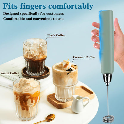Milk Frother Handheld for Coffee, Electric Whisk 3 Speed Adjustable, Drink Mixer with Stainless 3 Whisks, Rechargeable Hand Frother Wand, Foam Maker for Latte Cappuccino Matcha Egg Silver