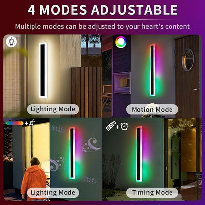Mikeru 2-Pack 39.3-Inch Wall Light Fixtures, RGB Modern Sconce 10%-100% Dimmable Smart Outdoor Lights Wall Mount With Multiple Modes and 12 Colors for Patio Entryway