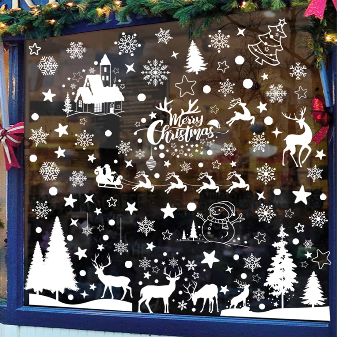 148 Pcs Christmas Snowflake Window Clings Stickers, Christmas Window Decorations