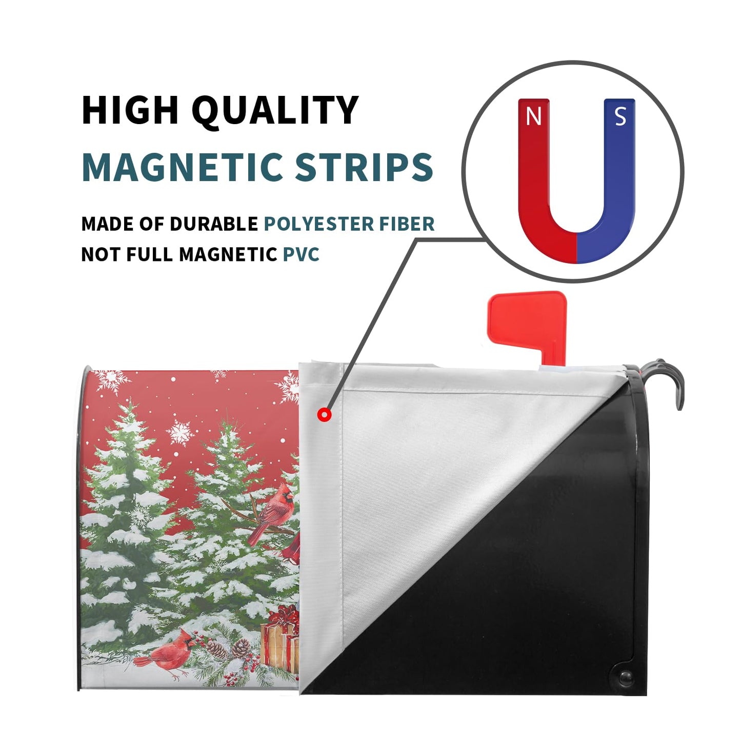 Kawani Christmas Snowman Mailbox Covers Magnetic Standard Size 21"x25.5" Merry Christmas Tree Mailbox Wraps Red Bird Snowflakes Post Letter Box for Holiday Outdoor Decoration