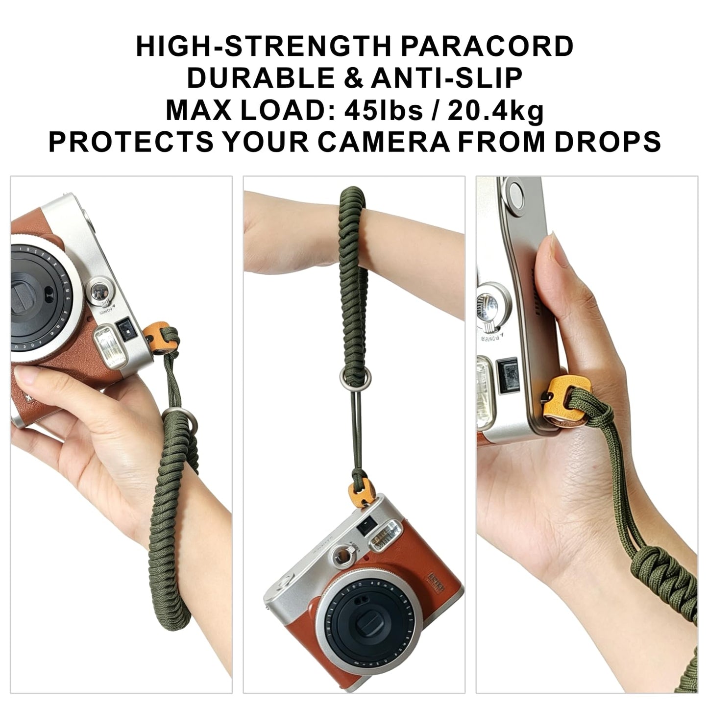 Noopel Camera Wrist Strap, Adjustable Braided Nylon Hand Strap, Anti-Slip Secure Design, Universal Fit for DSLR Mirrorless Cameras (Green)