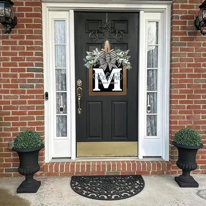 16'' Personalized M Letter Wooden Welcome Sign – All-Season Front Door Decor, Porch Décor for Outdoor, Durable & Elegant Door Wreath Alternative
