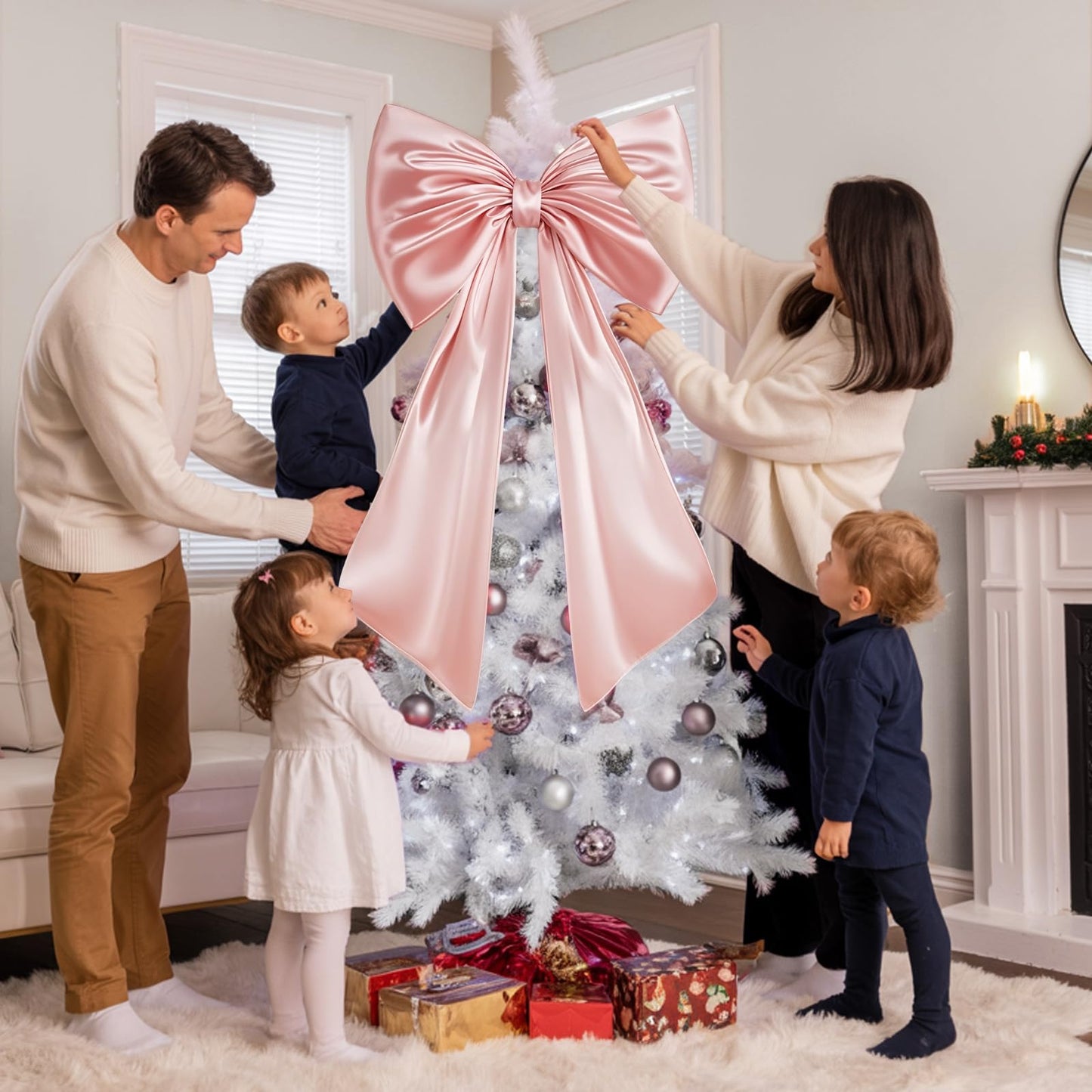 Large Pink Bow for Coquette Room Decor, 40x24 In Satin Ribbon Tie Coquette Birthday Decorations, Giant Pastel Pink Hanging Wall Decor for Ballerina Girl Just Want to Be One (Internal Stability Layer)