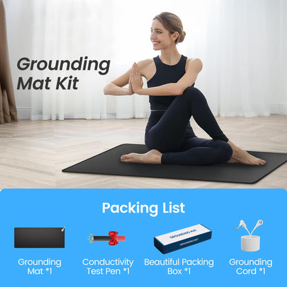 Grounding Mat for Desk, Grounded Mats for Sleep, Pain Relief, Stress Relief, Earth Connected Therapy. Grounding Pads with 15ft Cord, Indoor Grounded for Full Body Balance & Wellness Support(26.5x10in)