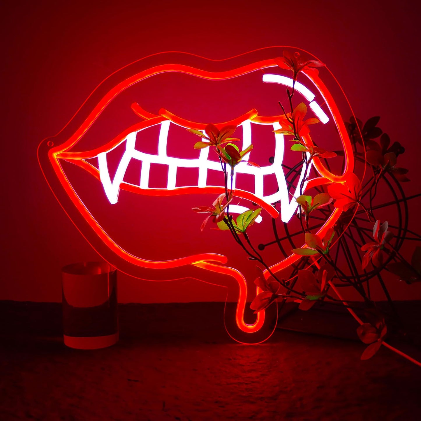 AHlove Fangs Neon Sign for Wall Decor，LED Neon Lights for Game Room、Man Cave，Birthday、Christmas Gifts for Teen Boys and Girls