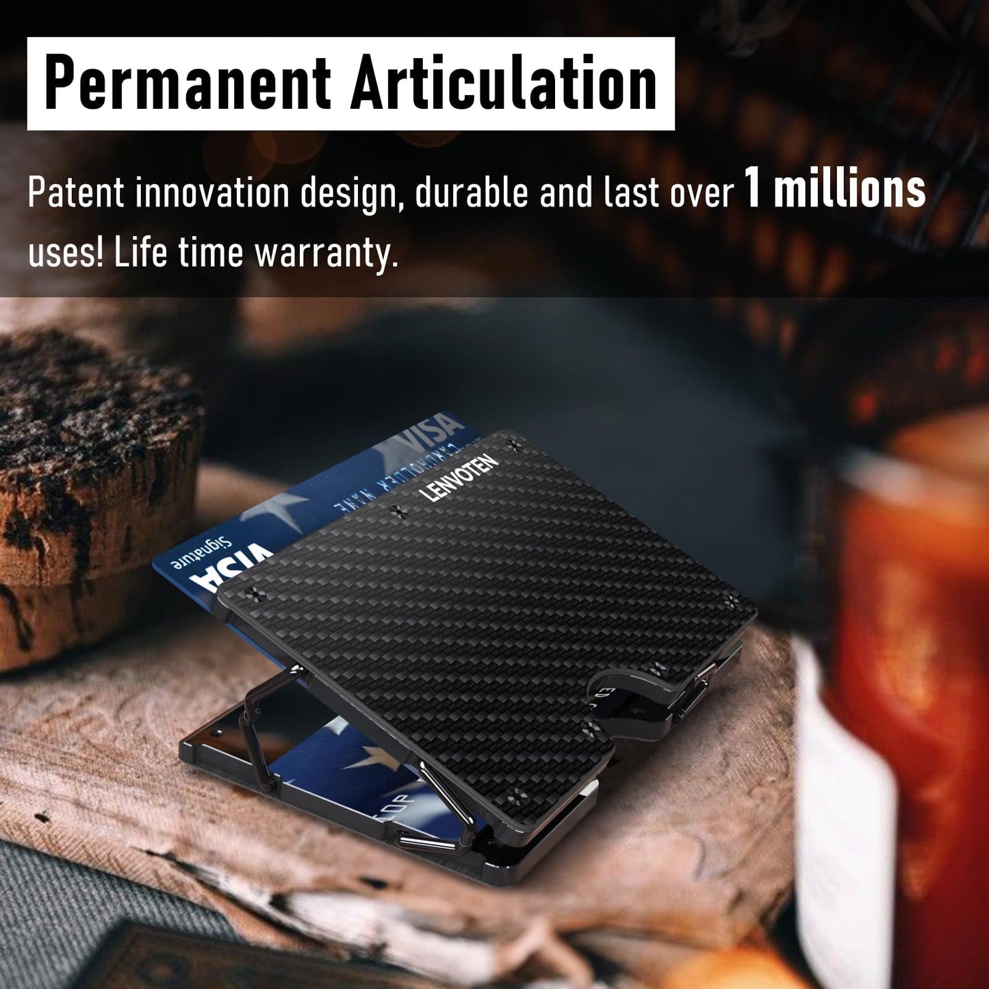 Lenvoten Upgraded Hinged Minimalist Wallet for Men | Slim Metal RFID Blocking Wallet | Credit Card Holder & Money Clip Holds 20 Cards | Premium Scratch-Resistant Finish | Ideal Gift for Men