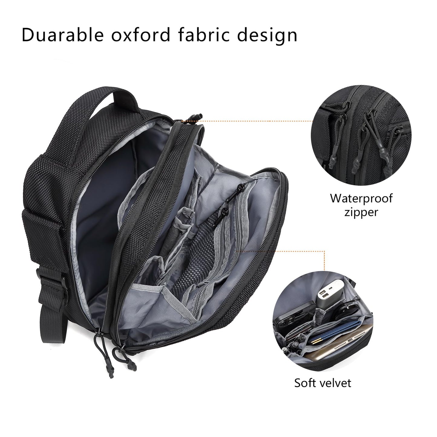 WINPRIM Small Crossbody Bag for Men & Women, Mini Messenger Shoulder Bag for Travel, Phone & Passport, Water-Resistant Canvas Satchel for Everyday Use, 10.4'' x 4.7'' x 7.8''