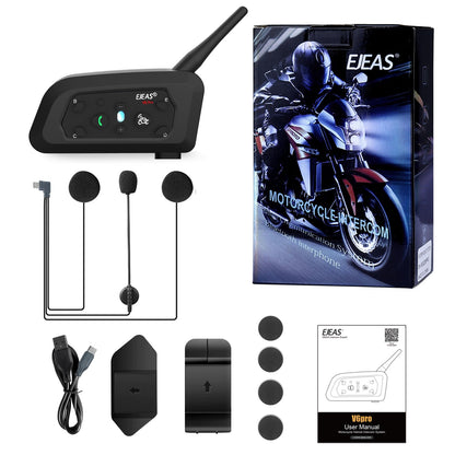 EJEAS V6 Motorcycle Bluetooth Headset, 2 Riders Motorcycle Intercom Helmet Communication System with Noise Reduction and Bluetooth 5.1 for Motorcycling Skiing and Climbing (1 Pack)