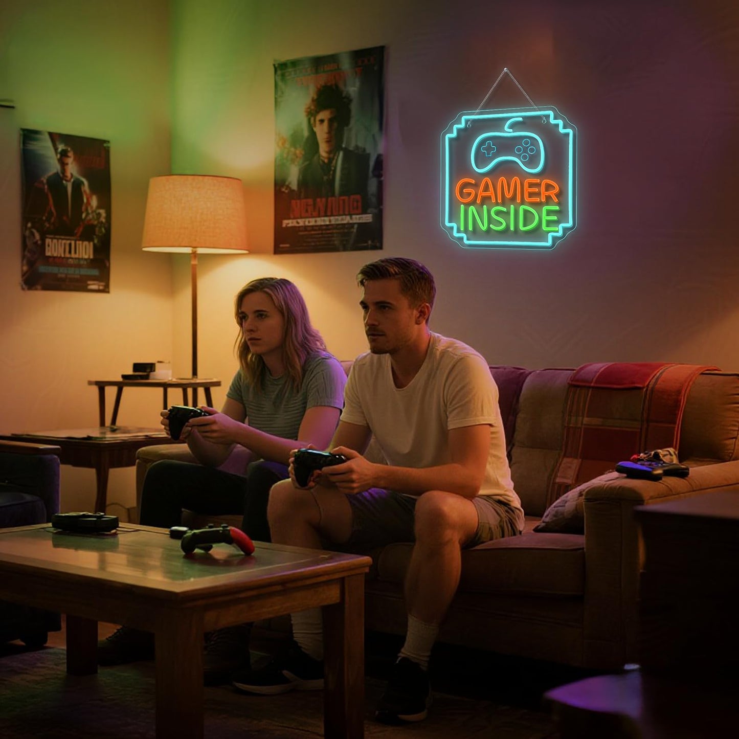 VVYXX Gamer Inside Neon Sign Game Controller LED Sign for Gaming Room Decor Best Gamer Gifts for Boys Kids Game Neon Sign for Teen Boy Room Decor