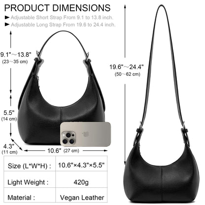 NIUEIMEE ZHOU Hobo Bags for Women Soft Vegan Leather Crescent Shoulder Handbag Slouchy Tote Crossbody Purses