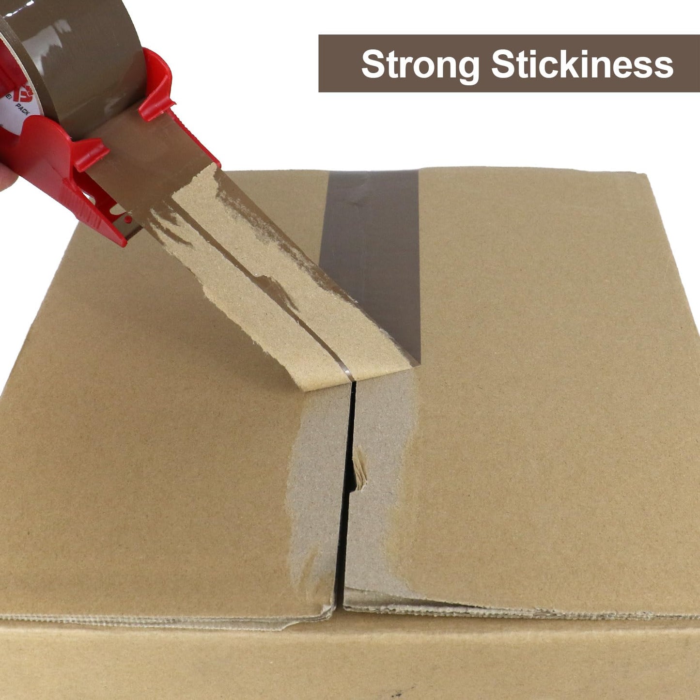 BOMEI PACK Brown Packing Tape with Dispenser, 2.6 mil 1.88 inch x 55 Yards 12 Pack Total 660 Yards, Heavy Duty Brown Tape Package Refills for Shipping, Mailing, Moving & Storage