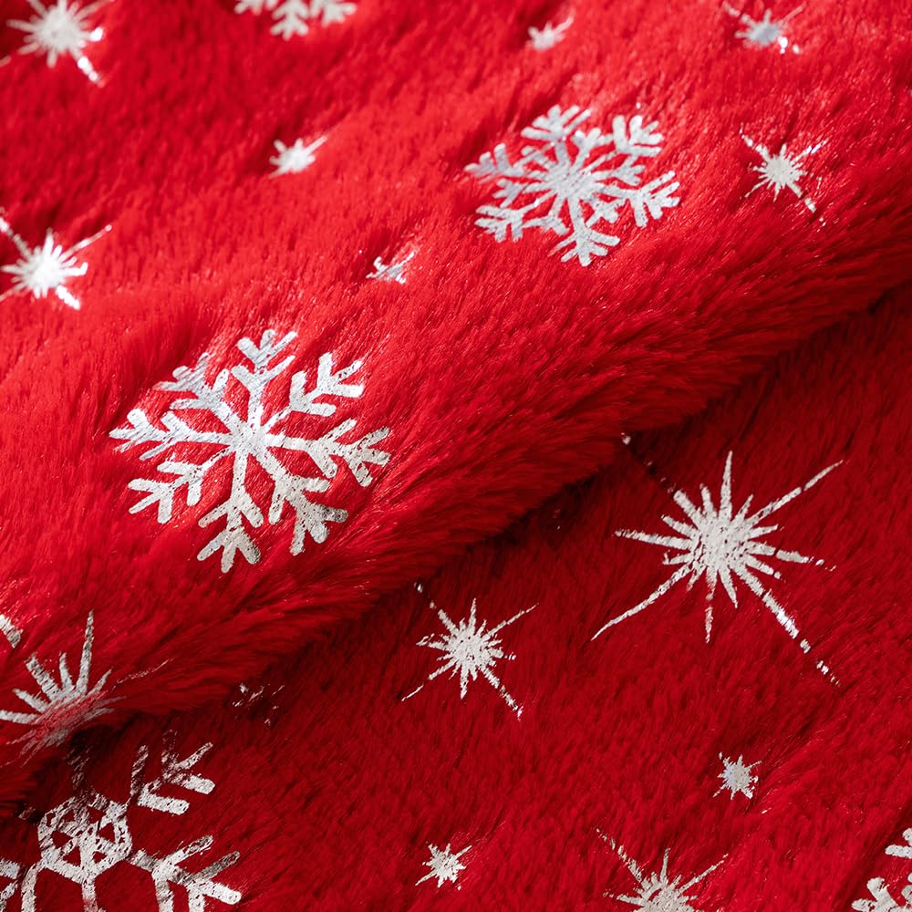 MIULEE Set of 2 Christmas Decorative Throw Pillow Covers Soft Faux Fur Winter Pillow Covers with Silver Snowflake Glitter Holiday Festival Pillowcases for Couch Sofa Bed, 18×18inch, Red