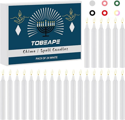 Tobeape Spell Chime Candles 24 pcs White Candles, 4" Tall Unscented Mini Taper Candle for Christmas, Witchcraft, Wiccan Altar, Magic Tool, Ritual, Prayer, Meditation, Wedding Party Decoration, Shabbat
