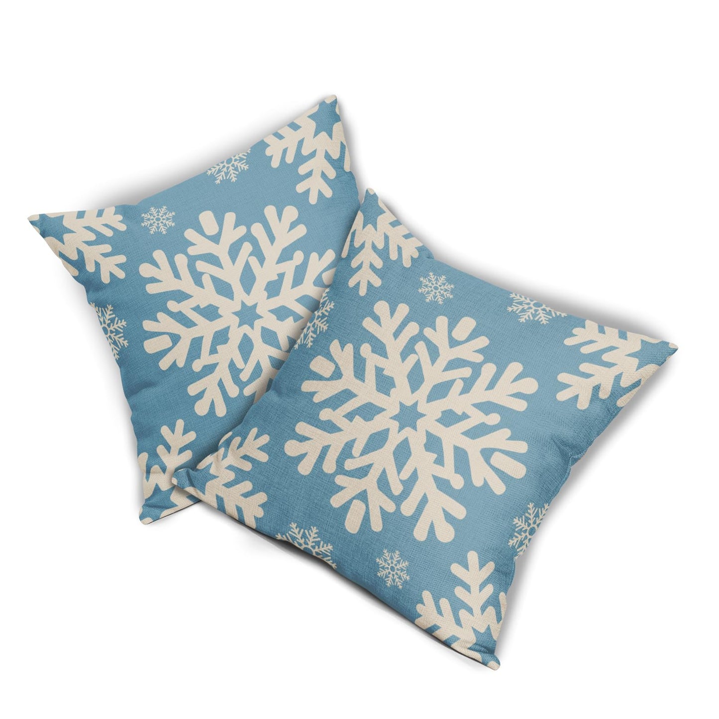 Sivirary Light Blue Christmas Pillow Covers 18x18 Inch Set of 2, Xmas Snowflakes Rustic Winter Themed Decorative Throw Pillow Cases Outdoor Linen Cushion Covers Farmhouse Sofa Couch Bed Decor
