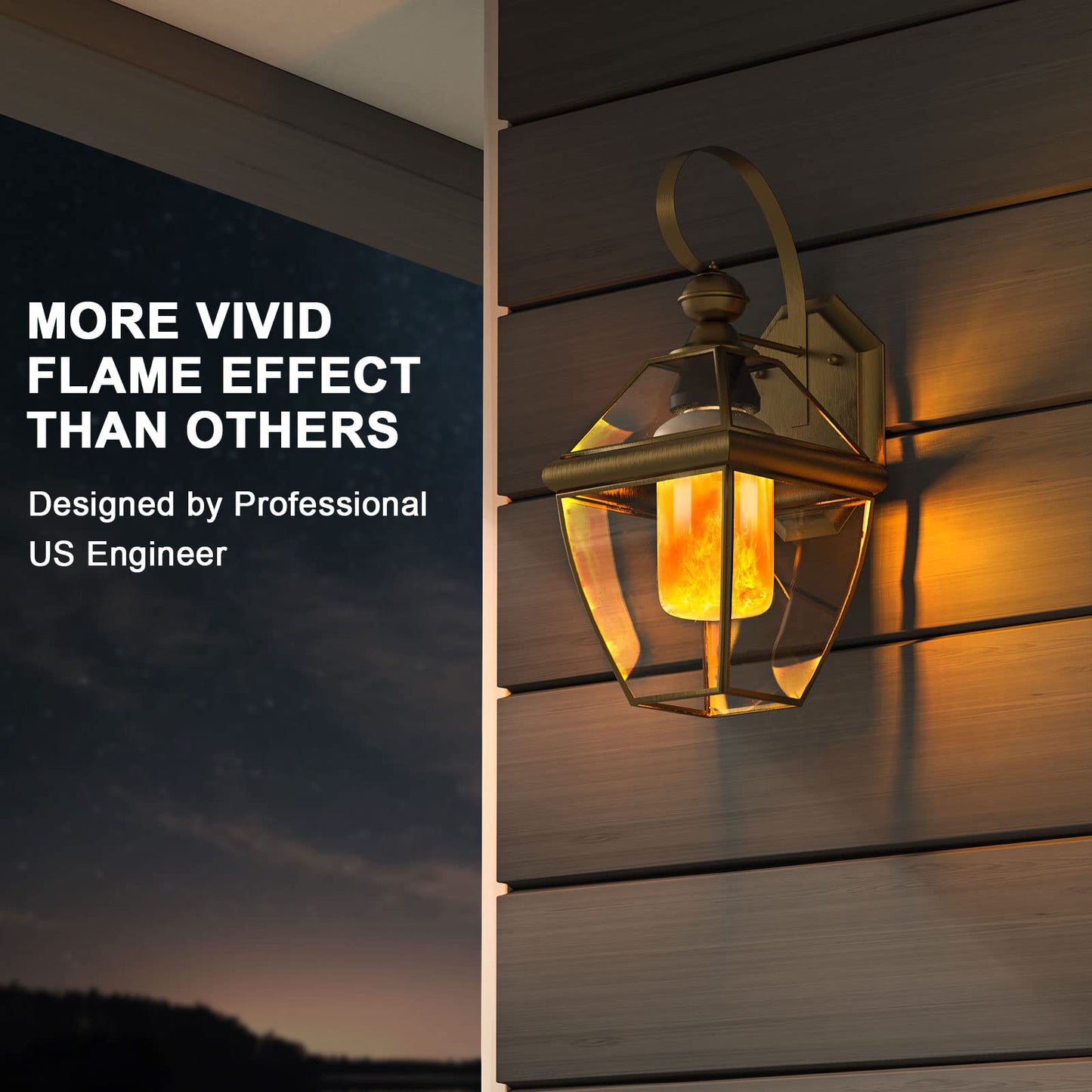 Hompavo 【Upgraded】 LED Flame Light Bulbs, 4 Modes Flickering Light Bulbs with Upside Down Effect, E26/E27 Base Flame Bulb for Halloween, Christmas, Indoor and Outdoor Decoration (White-2 Pack)