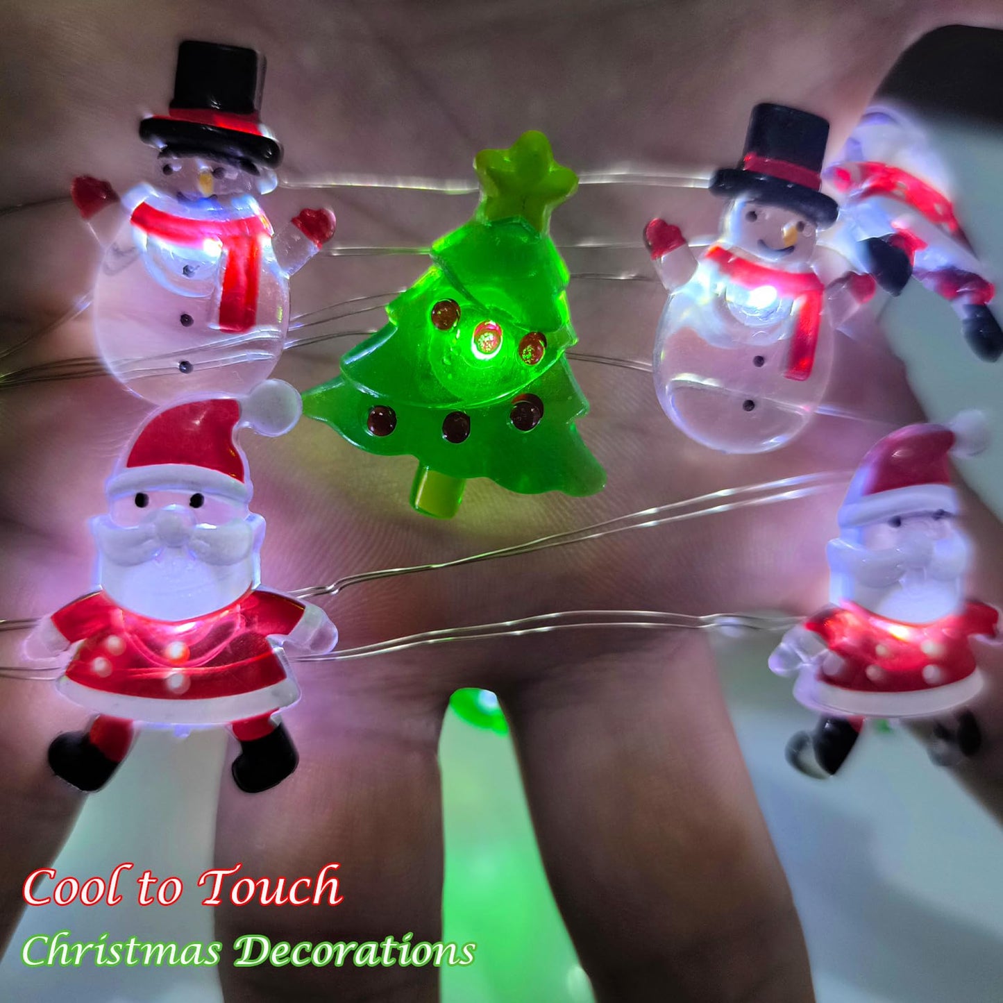 50 LED Snowman Santa Claus Christmas Tree String Lights- 17FT Christmas Fairy Lights with 8 Modes & Timer, Battery Operated Xmas Light for Indoor Outdoor Party Holiday Tree Bedroom Home Decor