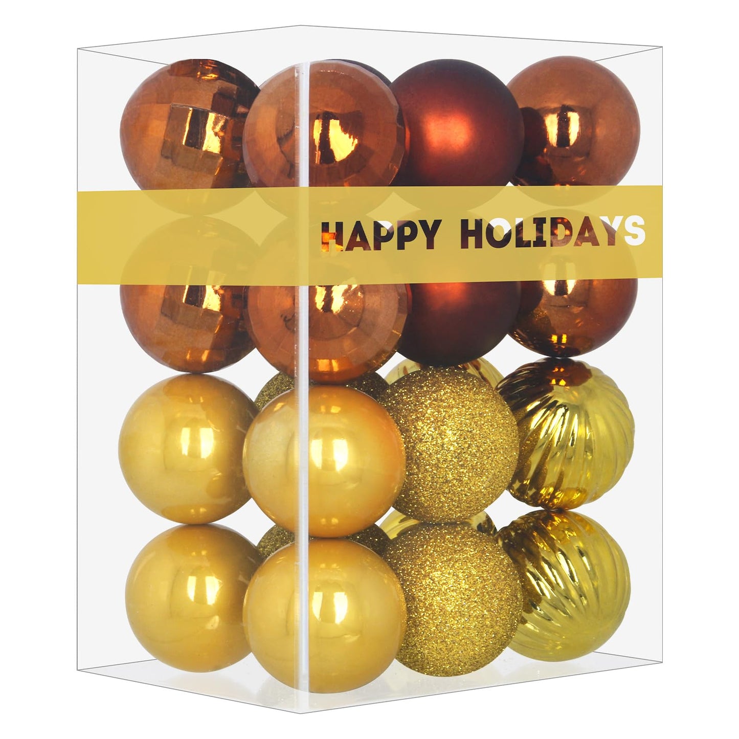 Bronze & Gold 2.5" Christmas Balls Christmas Tree Decoration Ornaments Shatterproof Hanging Balls for Birthday Halloween Holiday Wedding Decorations Set of 24pcs