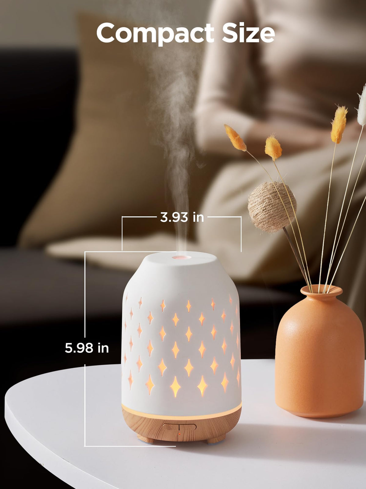 InnoGear Aromatherapy Diffuser, 150ml Ceramic Diffuser Ultrasonic Humidifier Cool Mist Essential Oil Diffusers for Home Air Diffuser with 2 Mist Modes Waterless Auto Off, White
