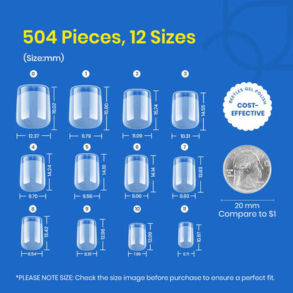 Beetles Gel Nail Kit Short Almond, 240Pcs Easy Nail Extension Set Shaped Clear Tips with 5 in 1 Nail Glue Base & Top Coat and Mini UV Lamp, Nail Tips Art Acrylic Nail Kit Gifts for Women