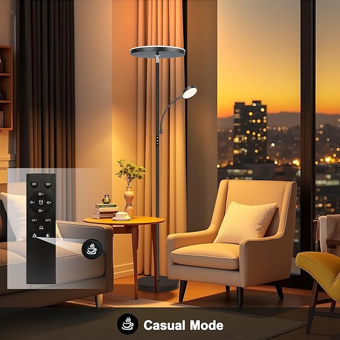 Floor Lamp-42W/4200LM Super Bright Floor Lamp,Dimmable 2-in-1 LED Standing Lamp with Reading Light,69" Tall Standing Lamp with Remote & Touch Control,Modern Floor Lamps for Bedroom,Living Room,Office