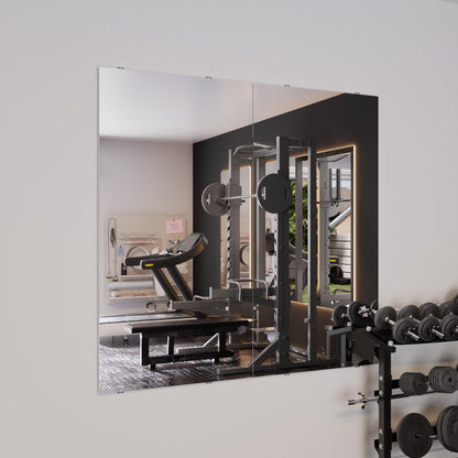 Fitcleer 47”x26” Full Body Gym Mirror 2-Pack, Glassless Frameless Mirrors for Wall, Shatterproof Home Gym Decor, Garage Workout Studio Mirror with Easy Install Kit, 4 lbs Lightweight