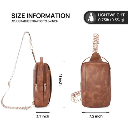 Telena Crossbody Sling Bags for Women, PU Leather Fanny Packs Cross Body Bag for Woman