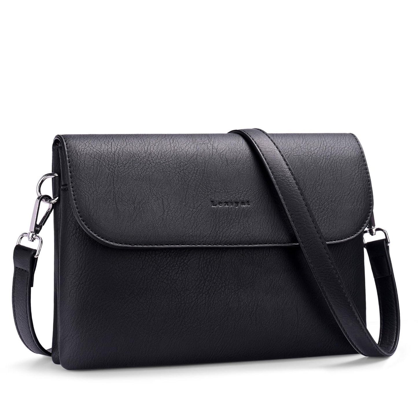 Lexiyat Crossbody Bags for Women Vegan Leather Travel Small Cell Phone Purse Rfid Shoulder Bag with 2 Straps Black