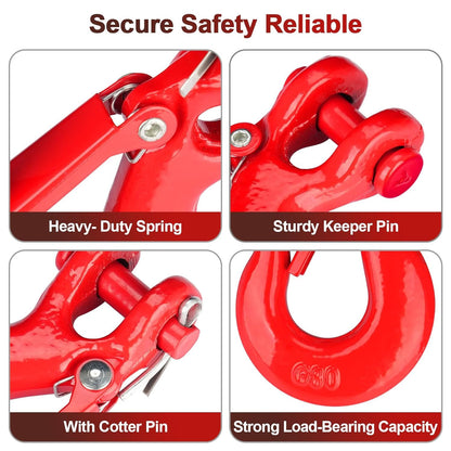 Lechansen G80 Clevis Slip Hook, 1/4" Chain Hooks with Safety Latch, Heavy-Duty Winch Hook, Grade 80 Forged 10 Pack Transport Tow Hook for Maximum Strength Load 12,612 Lbs
