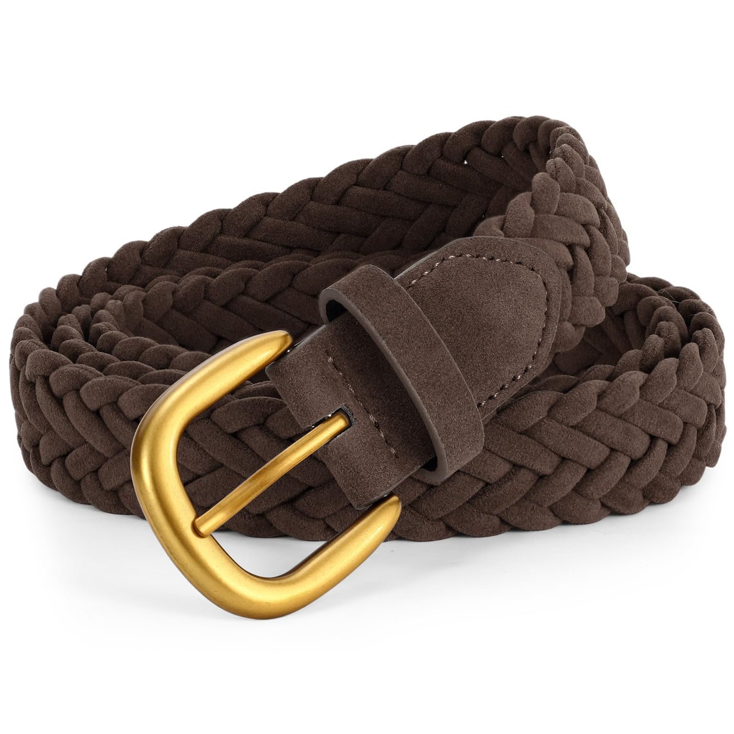 XZQTIVE Women’s Braided Suede Belt with No-Hole Adjustable Design – Vintage Woven Leather Waist Belt for Dresses,Jeans and Casual Outfits