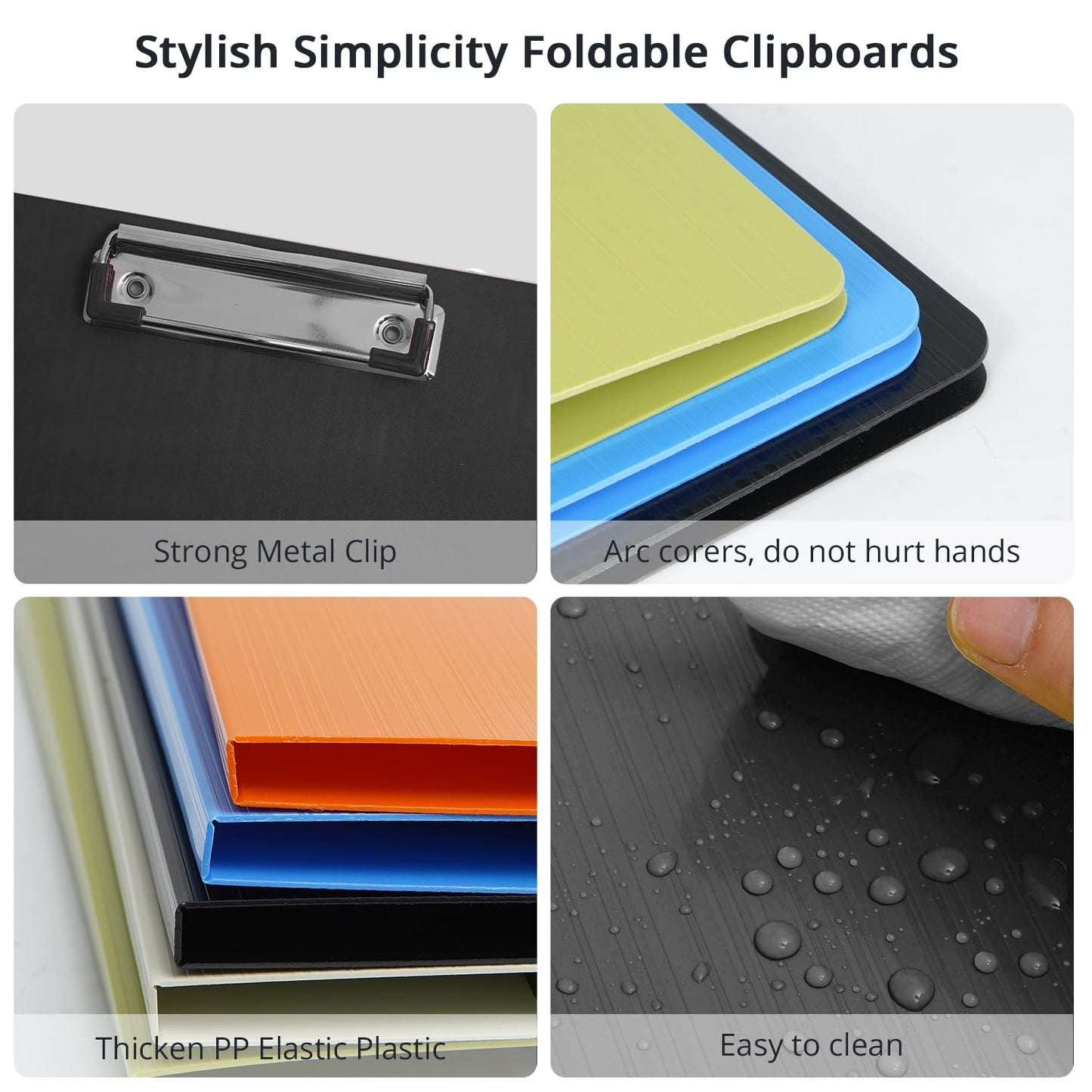 MUYICS Foldable Clipboard, 5 Pack A4 Clipboard Folder with Pocket, File Cover Office Folder Clipboards, 360 Degree Foldable Binder Clipboards for Office, School or Medical Field, Black