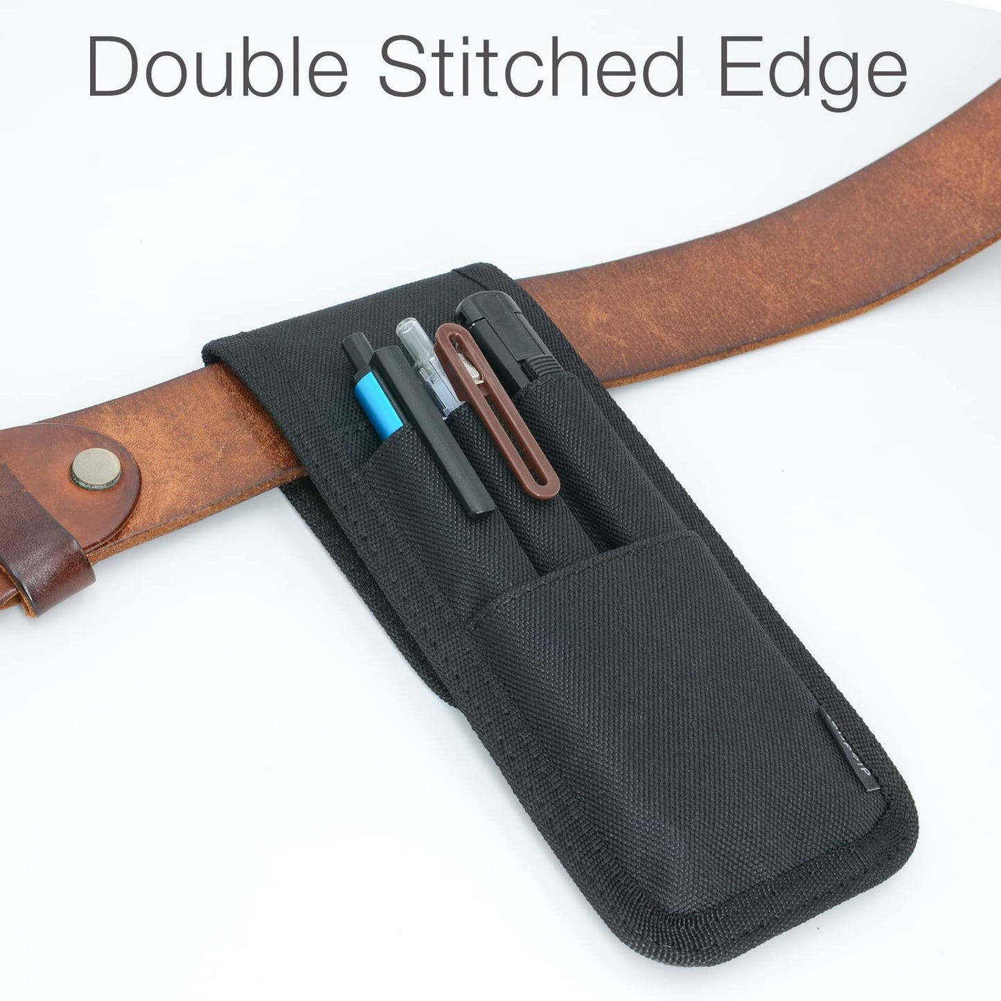 diodrio Belt Pen Holder, Pencil Holder Pouch, Pen Sleeve Case Holster for Belt, Hold Multiple Pens, Hold 6 Inch Ruler, 2 Pens and a Marker. Made of Durable Fabrics, Detachable, Black.