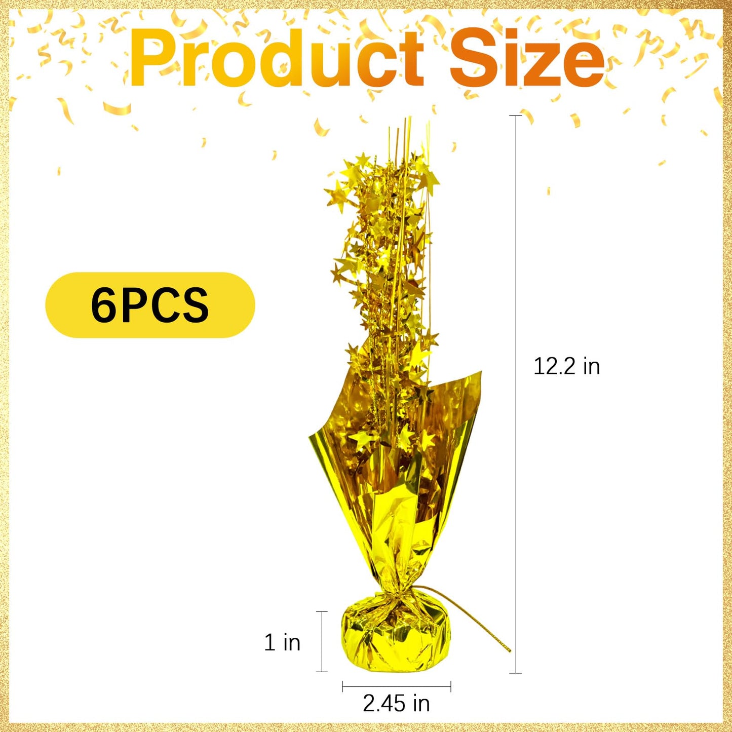 6 Pcs Gold Table Decorations Metallic Foil Spray Centerpiece Star Table for Party Birthday Wedding Anniversary Graduation Holiday Supplies Decor New Years