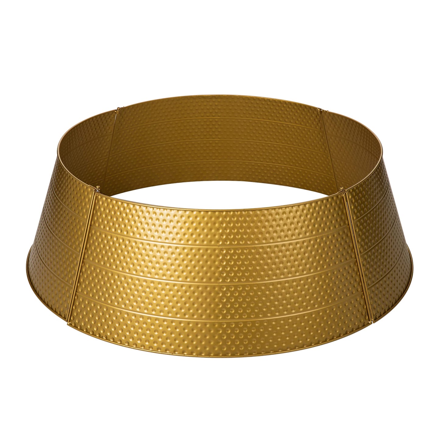 Glitzhome Adjustable Hammered Metal Christmas Tree Collar Decorations, 40.5" D, Gold, Large (GH31066)