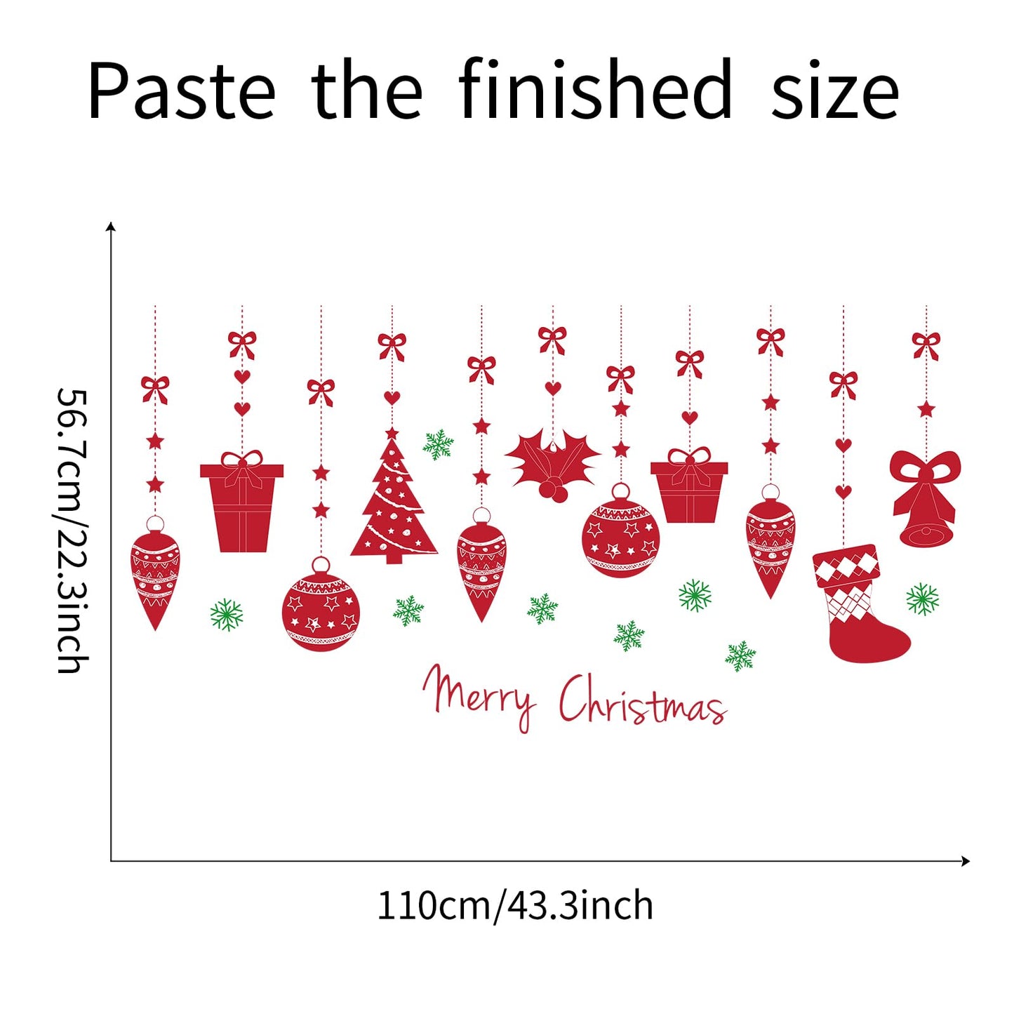 Christmas Wall Decals for Bedroom Hanging Christmas Tree Snowflake Gift Wall Stickers for Living Room Window Decor Removable Art Mural for Kids Baby Gift Nursery Door Decor Supplies (Style)