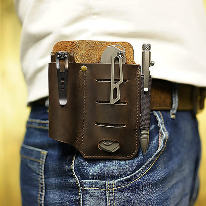 VIPERADE PJ15 Multitool Sheath for Belt, EDC Leather Sheath, Leather Flashlight Holster, EDC Belt Organizer, Leather EDC Pocket Organizer, Flashlight Sheath