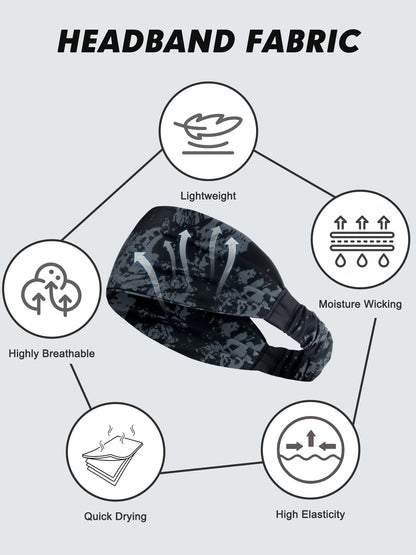 AWUMBUK Men's Sports Headbands, Absorbent Stretchy Sweatbands 5 Pack for Workout, Football, Running, Cycling, Fitness