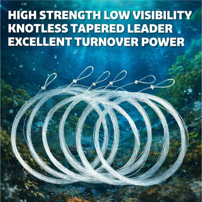 Aventik Fly Fishing Tapered Leader Pre-Tied Loop Fishing Leader Line Fathers Day Dad Gifts for 9.0FT 6 Pack Tensile Strength- Abrasion Resistance- Low Memory Freshwater Saltwater(9.0FT-6pcs, 5X-4.3LB)