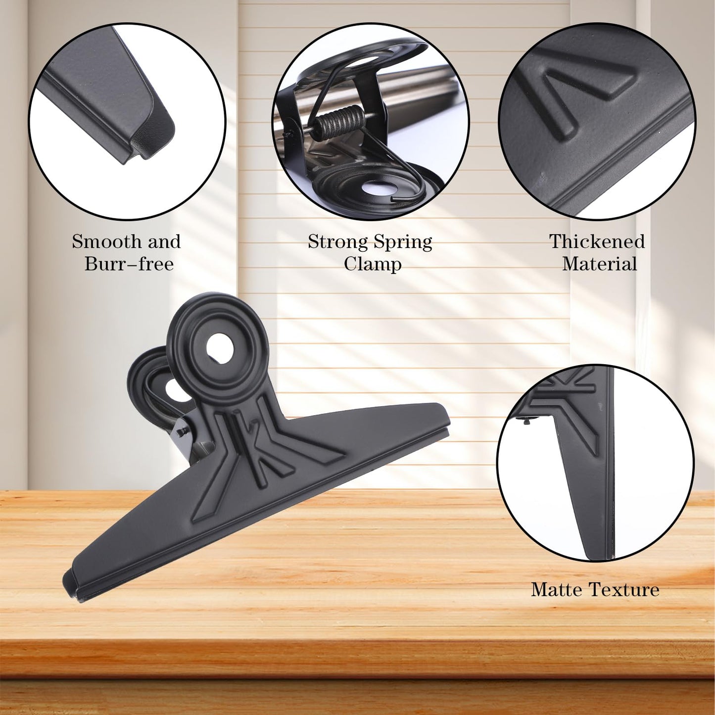Extra Large Bulldog Clips, 5 Pack Metal Binder Clips Jumbo 7.9 Inches, Paper Clip Clamps for Chips and Other Food Bags, Papers, Drawings, Crafts, Photos at Home & Office & School (Black)